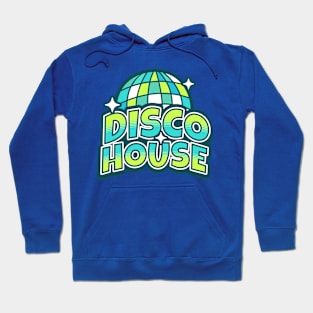 DISCO HOUSE  - Y2K Disco Ball (aqua/lime) Hoodie